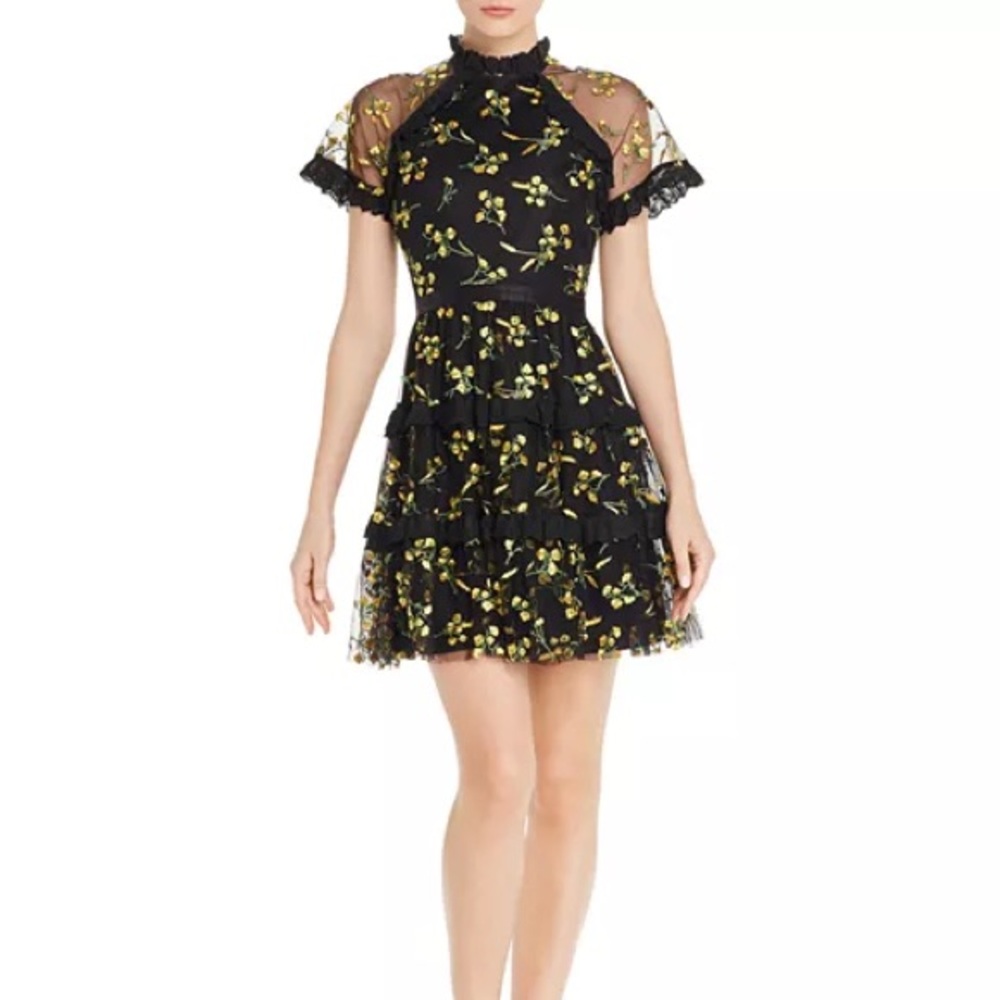 AQUA Floral Embroidered Dress